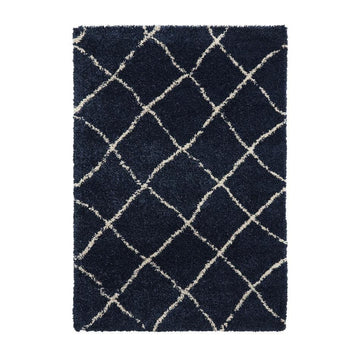Scandi Berber G257 Modern Moroccan Berber Soft Plush Boho Shaggy Navy/Cream Rug-Think Rugs-Rug Love - The Most Loved Rug Store